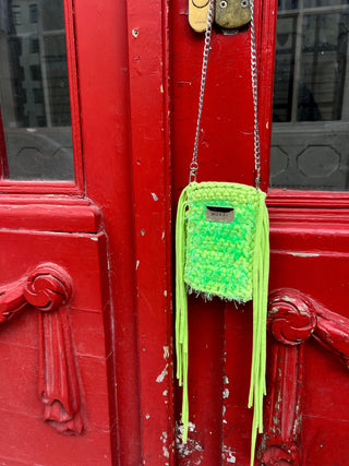 GREEN CROCHET PHONE BAG